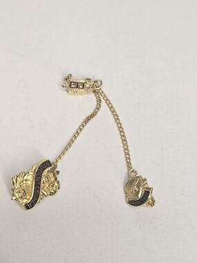 vintage school award pin, double-chain tie tac for a Student Council And Secreta